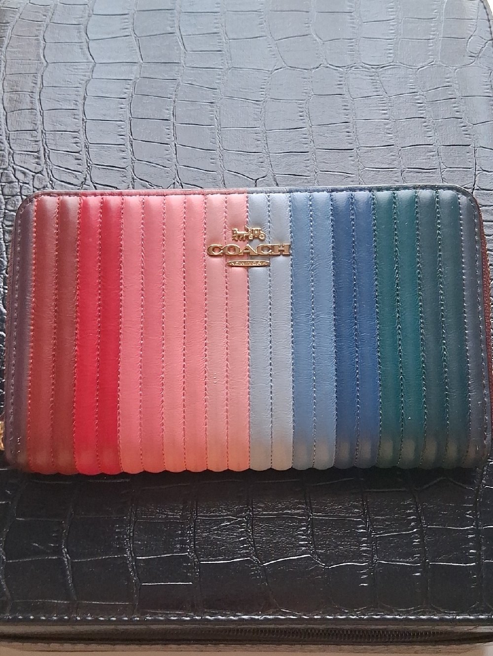 COACH Quilted Gradient Zip Wallet in Rainbow Tones